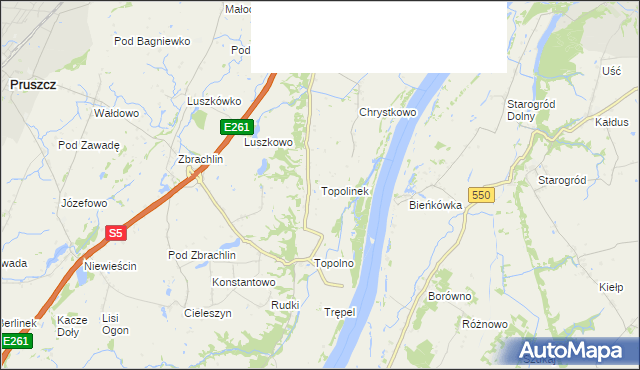mapa Topolinek gmina Świecie, Topolinek gmina Świecie na mapie Targeo