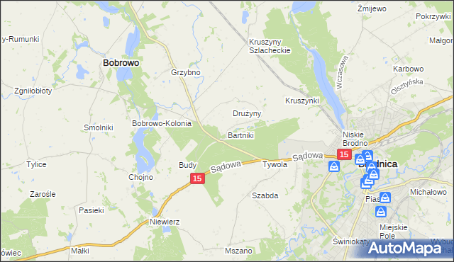 mapa Bartniki gmina Brodnica, Bartniki gmina Brodnica na mapie Targeo