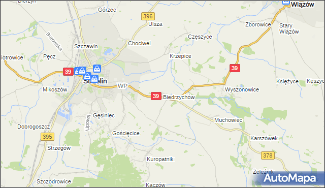 mapa Biedrzychów gmina Strzelin, Biedrzychów gmina Strzelin na mapie Targeo