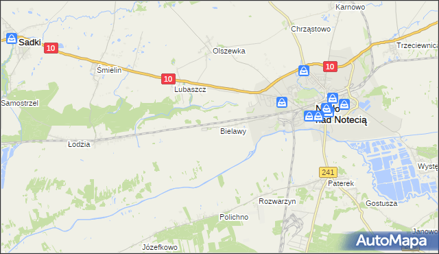 mapa Bielawy gmina Nakło nad Notecią, Bielawy gmina Nakło nad Notecią na mapie Targeo