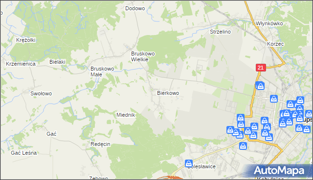 mapa Bierkowo, Bierkowo na mapie Targeo