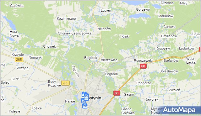 mapa Bierzewice, Bierzewice na mapie Targeo