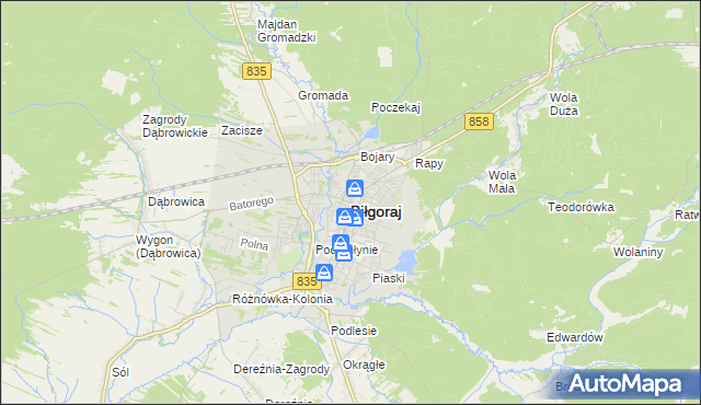 mapa Biłgoraj, Biłgoraj na mapie Targeo