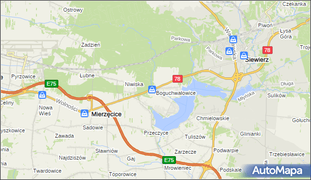 mapa Boguchwałowice, Boguchwałowice na mapie Targeo