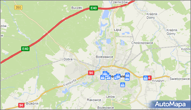 mapa Bolesławice gmina Bolesławiec, Bolesławice gmina Bolesławiec na mapie Targeo