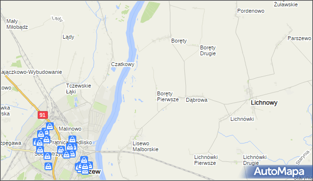 mapa Boręty Pierwsze, Boręty Pierwsze na mapie Targeo