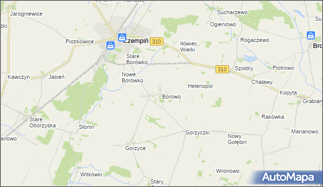 mapa Borowo gmina Czempiń, Borowo gmina Czempiń na mapie Targeo