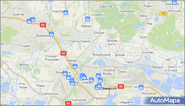 mapa Broszkowice, Broszkowice na mapie Targeo