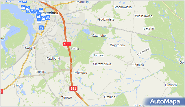 mapa Buczek gmina Szczecinek, Buczek gmina Szczecinek na mapie Targeo