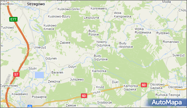 mapa Budy Giżyńskie, Budy Giżyńskie na mapie Targeo