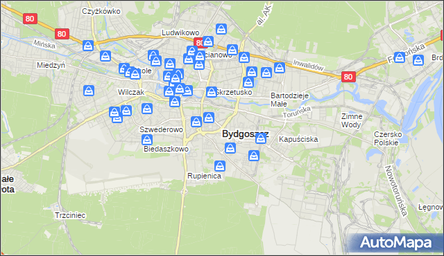 mapa Bydgoszczy, Bydgoszcz na mapie Targeo
