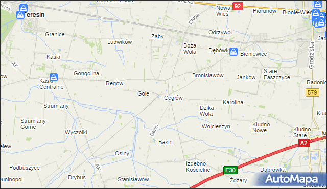 mapa Cegłów gmina Baranów, Cegłów gmina Baranów na mapie Targeo