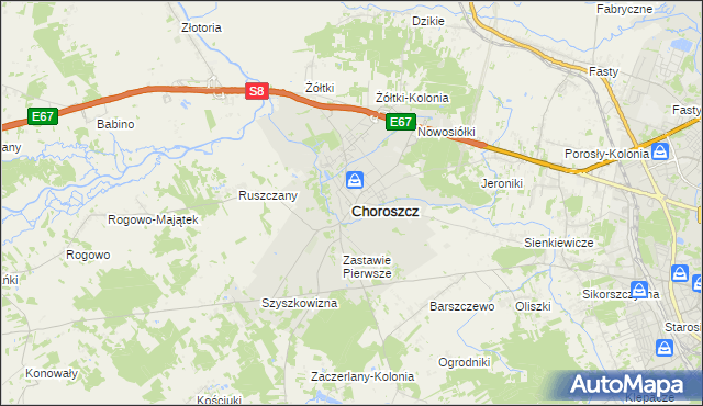 mapa Choroszcz, Choroszcz na mapie Targeo