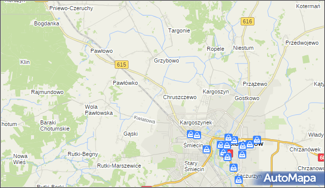 mapa Chruszczewo, Chruszczewo na mapie Targeo