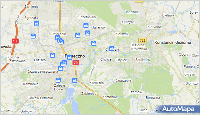 mapa Chylice gmina Piaseczno, Chylice gmina Piaseczno na mapie Targeo