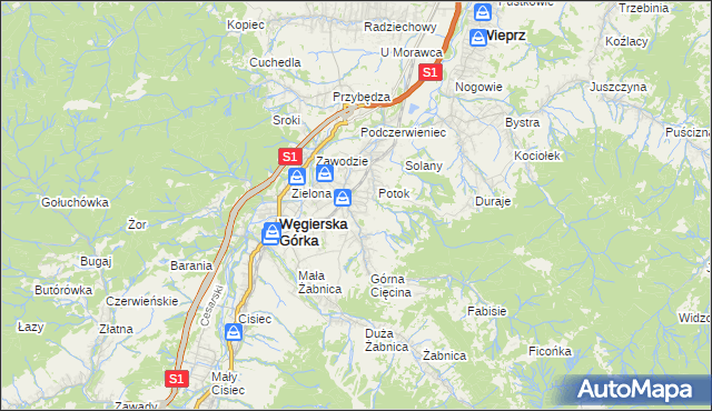 mapa Cięcina, Cięcina na mapie Targeo