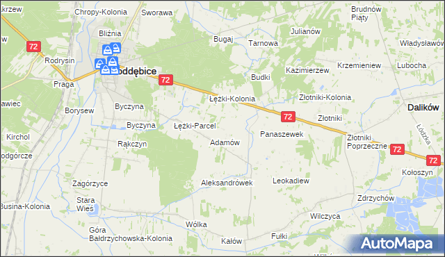 mapa Ciężków gmina Poddębice, Ciężków gmina Poddębice na mapie Targeo