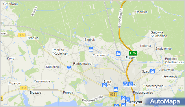 mapa Czarków gmina Pszczyna, Czarków gmina Pszczyna na mapie Targeo