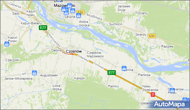 mapa Cząstków Polski, Cząstków Polski na mapie Targeo