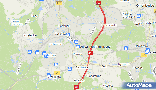 mapa Czerwionka-Leszczyny, Czerwionka-Leszczyny na mapie Targeo