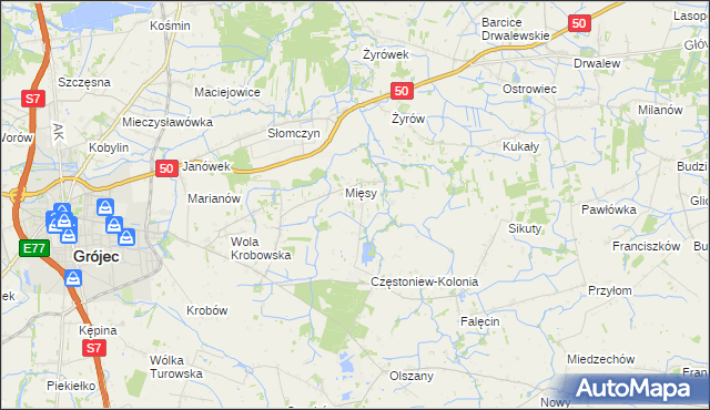 mapa Częstoniew, Częstoniew na mapie Targeo