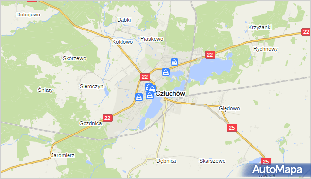 mapa Człuchów, Człuchów na mapie Targeo