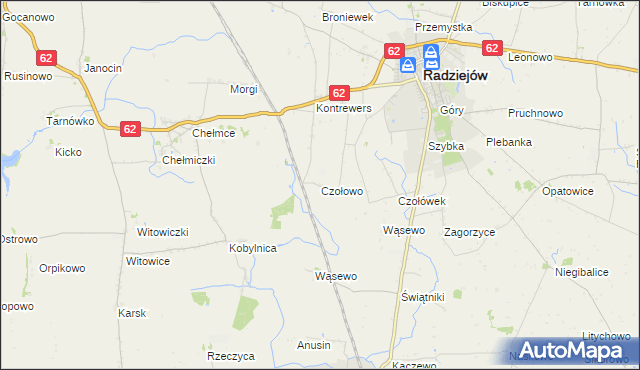 mapa Czołowo gmina Radziejów, Czołowo gmina Radziejów na mapie Targeo