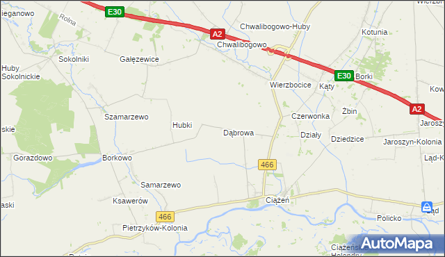 mapa Dąbrowa gmina Lądek, Dąbrowa gmina Lądek na mapie Targeo