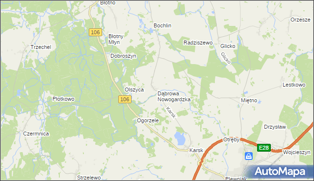 mapa Dąbrowa Nowogardzka, Dąbrowa Nowogardzka na mapie Targeo