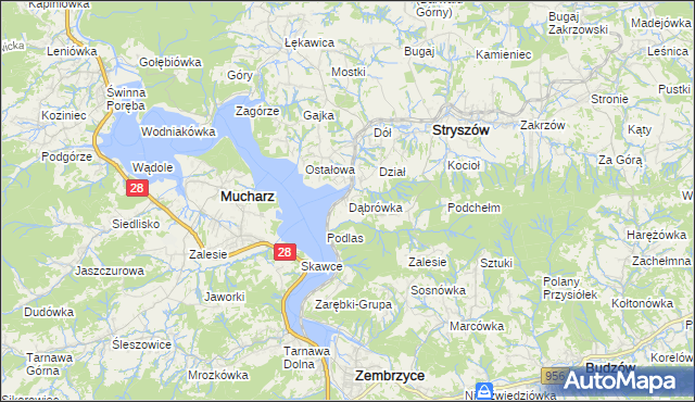 mapa Dąbrówka gmina Stryszów, Dąbrówka gmina Stryszów na mapie Targeo