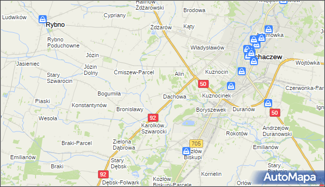 mapa Dachowa gmina Sochaczew, Dachowa gmina Sochaczew na mapie Targeo