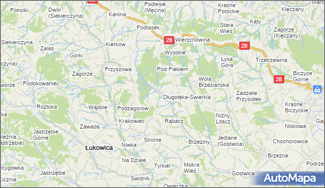 mapa Długołęka-Świerkla, Długołęka-Świerkla na mapie Targeo