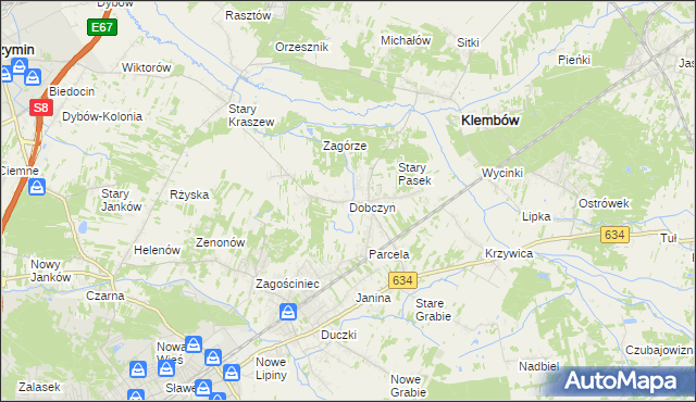 mapa Dobczyn gmina Klembów, Dobczyn gmina Klembów na mapie Targeo