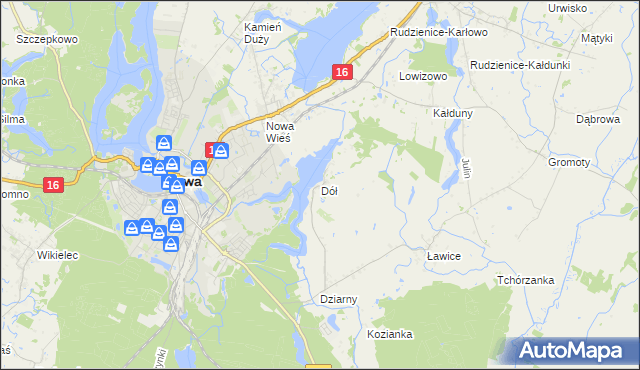 mapa Dół gmina Iława, Dół gmina Iława na mapie Targeo