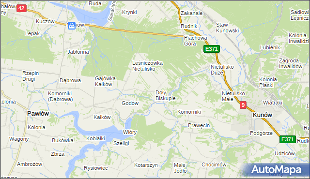 mapa Doły Biskupie, Doły Biskupie na mapie Targeo