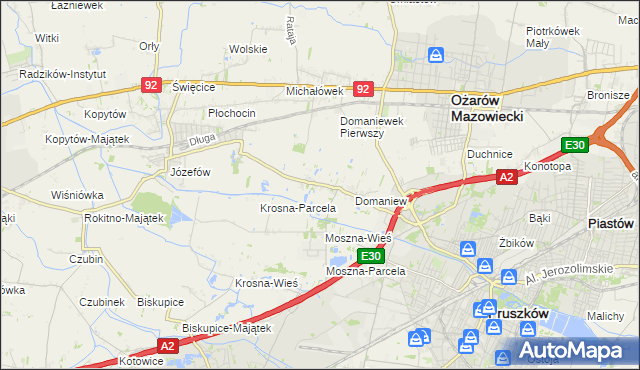 mapa Domaniewek gmina Brwinów, Domaniewek gmina Brwinów na mapie Targeo