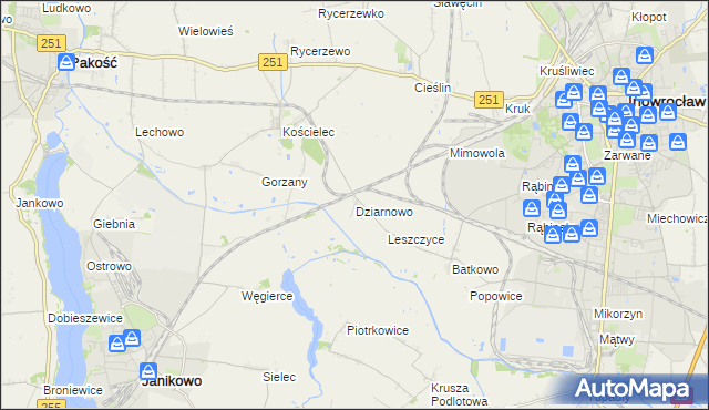 mapa Dziarnowo gmina Pakość, Dziarnowo gmina Pakość na mapie Targeo