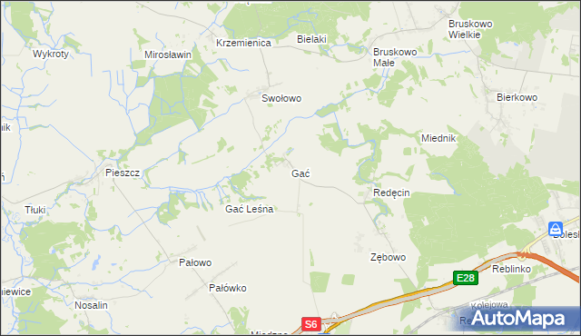 mapa Gać gmina Słupsk, Gać gmina Słupsk na mapie Targeo