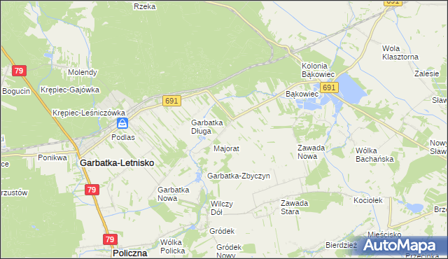 mapa Garbatka-Dziewiątka, Garbatka-Dziewiątka na mapie Targeo