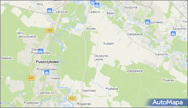 mapa Głuszyna Leśna, Głuszyna Leśna na mapie Targeo