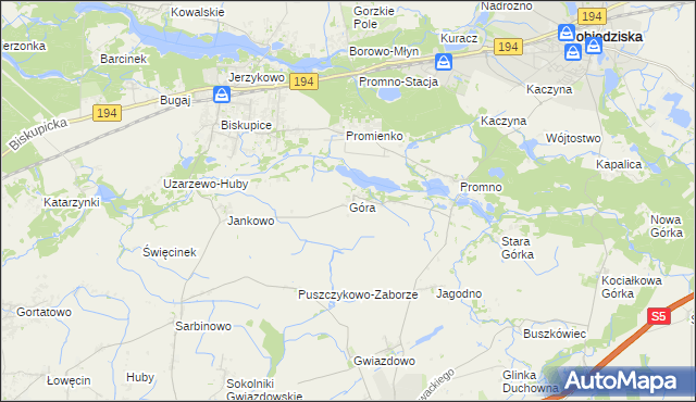 mapa Góra gmina Pobiedziska, Góra gmina Pobiedziska na mapie Targeo