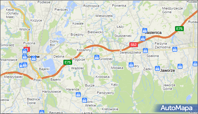 mapa Grodziec gmina Jasienica, Grodziec gmina Jasienica na mapie Targeo