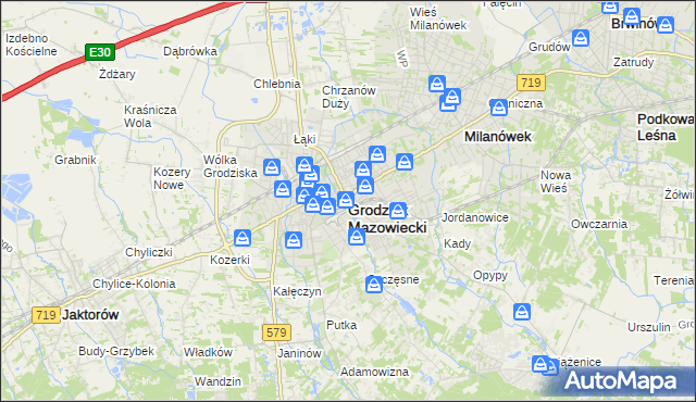 mapa Grodzisk Mazowiecki, Grodzisk Mazowiecki na mapie Targeo