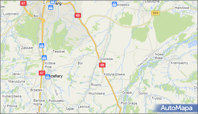 mapa Gronków, Gronków na mapie Targeo