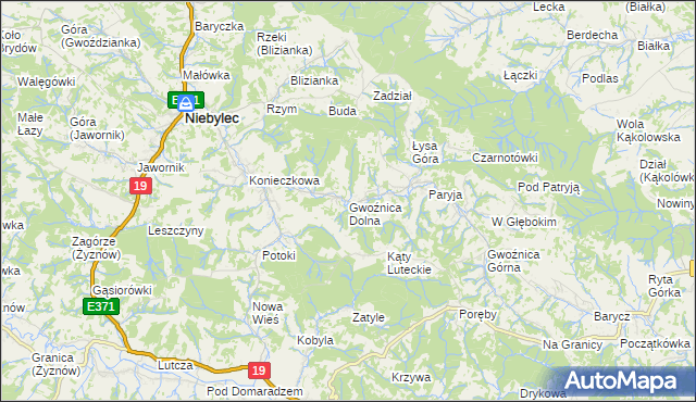 mapa Gwoźnica Dolna, Gwoźnica Dolna na mapie Targeo