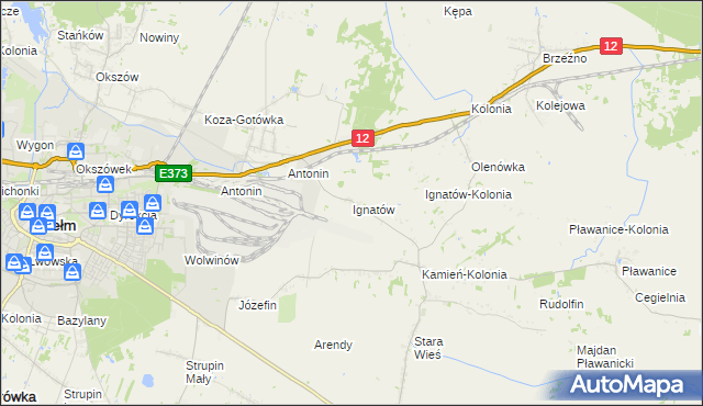 mapa Ignatów gmina Kamień, Ignatów gmina Kamień na mapie Targeo