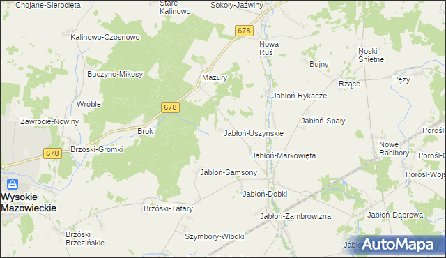 mapa Jabłoń-Uszyńskie, Jabłoń-Uszyńskie na mapie Targeo