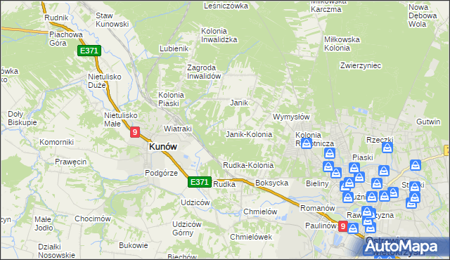 mapa Janik-Kolonia, Janik-Kolonia na mapie Targeo