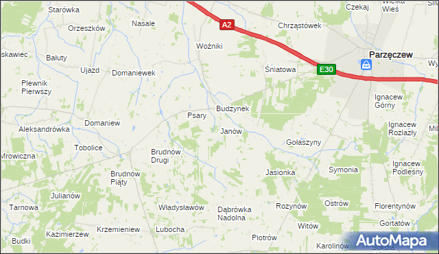 mapa Janów gmina Dalików, Janów gmina Dalików na mapie Targeo