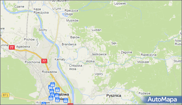 mapa Jastkowice, Jastkowice na mapie Targeo